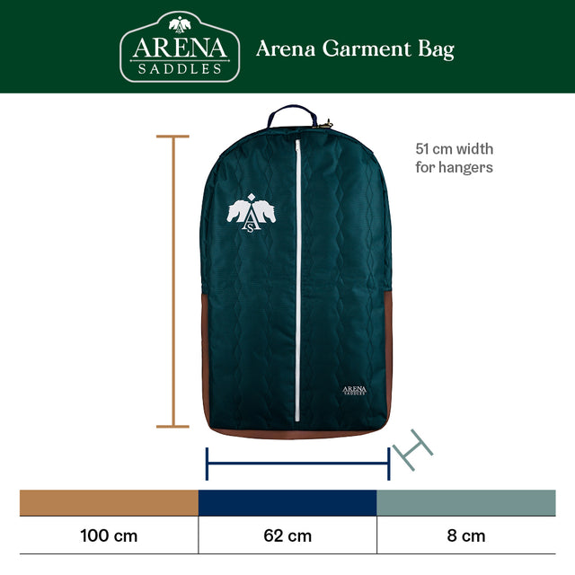 Arena Garment Bag measurement chart