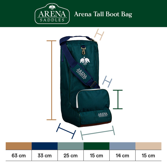 Arena Tall Boot Bag measurement chart